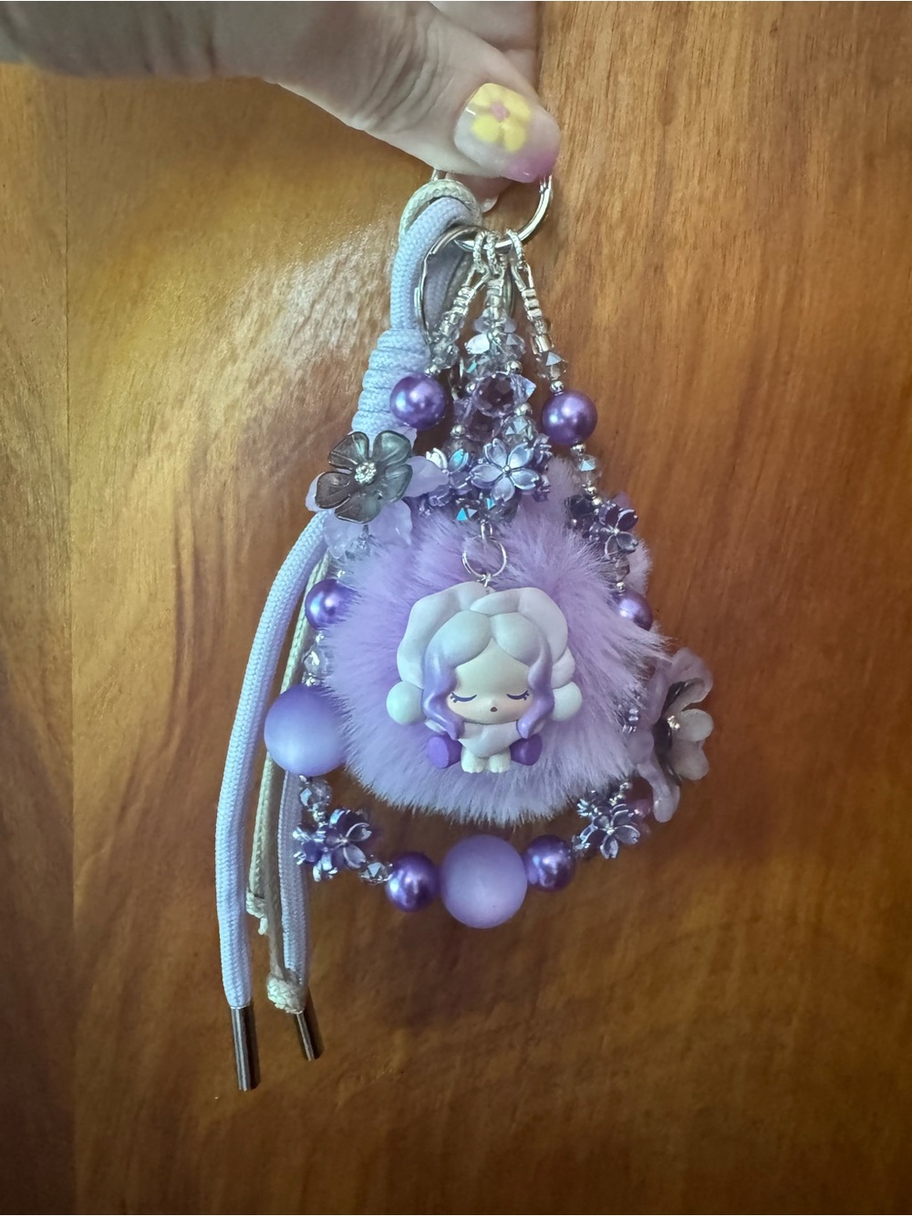 Handmade Skullpanda Keychain Charm with authentic popbean